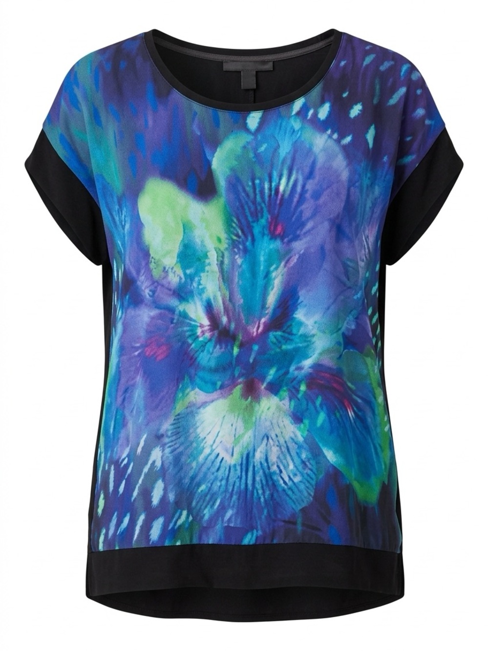 Apt. 9 Blue and Green Floral Short Sleeve Blouse